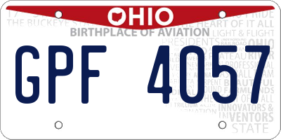OH license plate GPF4057