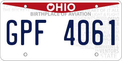 OH license plate GPF4061
