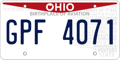 OH license plate GPF4071