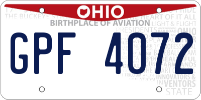 OH license plate GPF4072