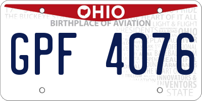 OH license plate GPF4076
