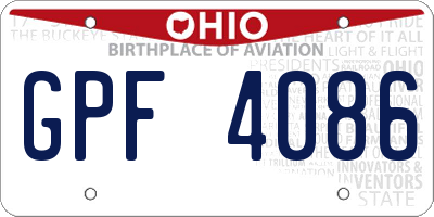 OH license plate GPF4086