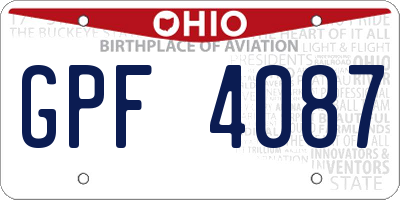OH license plate GPF4087
