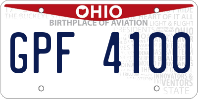 OH license plate GPF4100