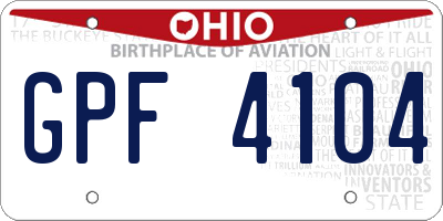 OH license plate GPF4104