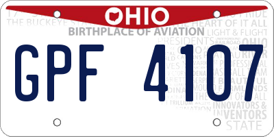 OH license plate GPF4107
