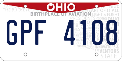 OH license plate GPF4108