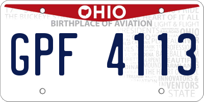 OH license plate GPF4113