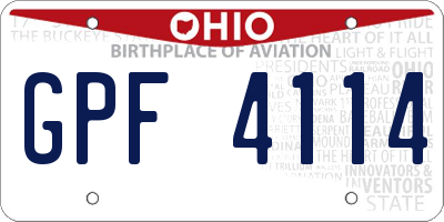 OH license plate GPF4114