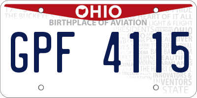 OH license plate GPF4115