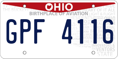 OH license plate GPF4116