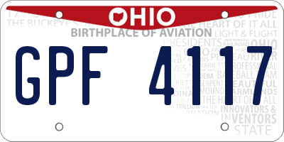 OH license plate GPF4117
