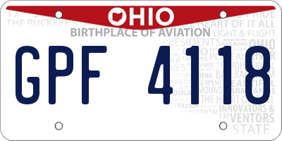 OH license plate GPF4118