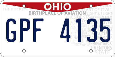 OH license plate GPF4135