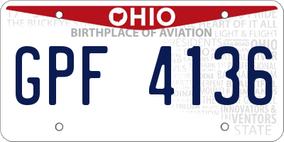OH license plate GPF4136