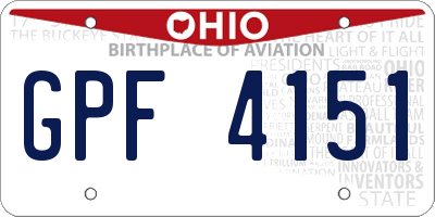 OH license plate GPF4151