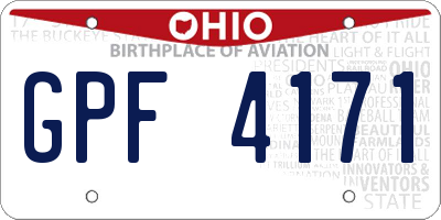 OH license plate GPF4171