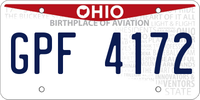 OH license plate GPF4172