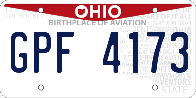 OH license plate GPF4173