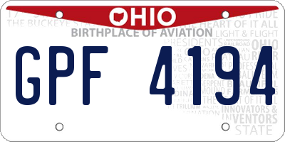 OH license plate GPF4194