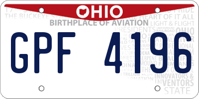 OH license plate GPF4196