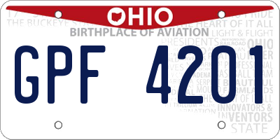 OH license plate GPF4201