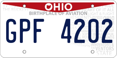 OH license plate GPF4202