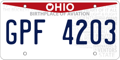 OH license plate GPF4203