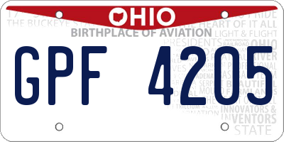 OH license plate GPF4205