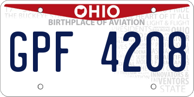 OH license plate GPF4208