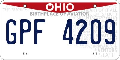 OH license plate GPF4209