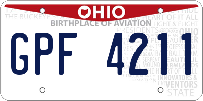 OH license plate GPF4211