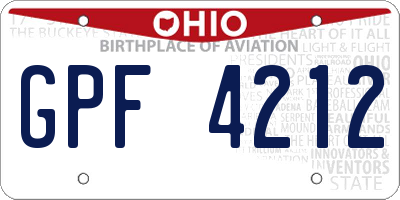 OH license plate GPF4212