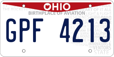 OH license plate GPF4213