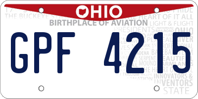 OH license plate GPF4215