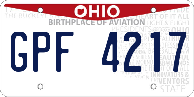 OH license plate GPF4217