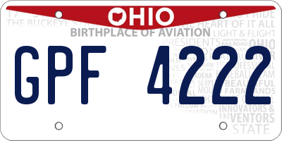 OH license plate GPF4222