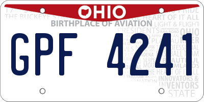 OH license plate GPF4241