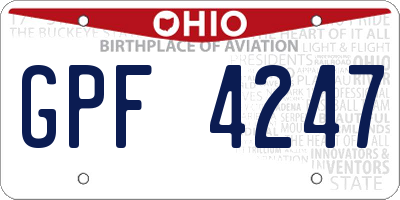 OH license plate GPF4247