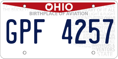 OH license plate GPF4257