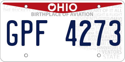 OH license plate GPF4273