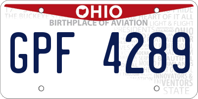 OH license plate GPF4289