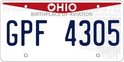 OH license plate GPF4305