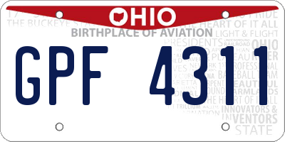 OH license plate GPF4311