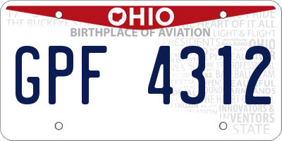 OH license plate GPF4312