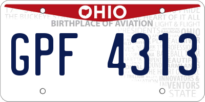 OH license plate GPF4313