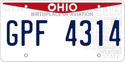 OH license plate GPF4314