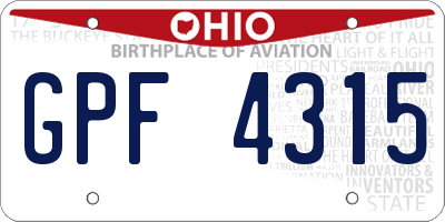 OH license plate GPF4315