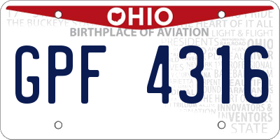 OH license plate GPF4316