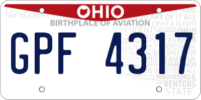 OH license plate GPF4317